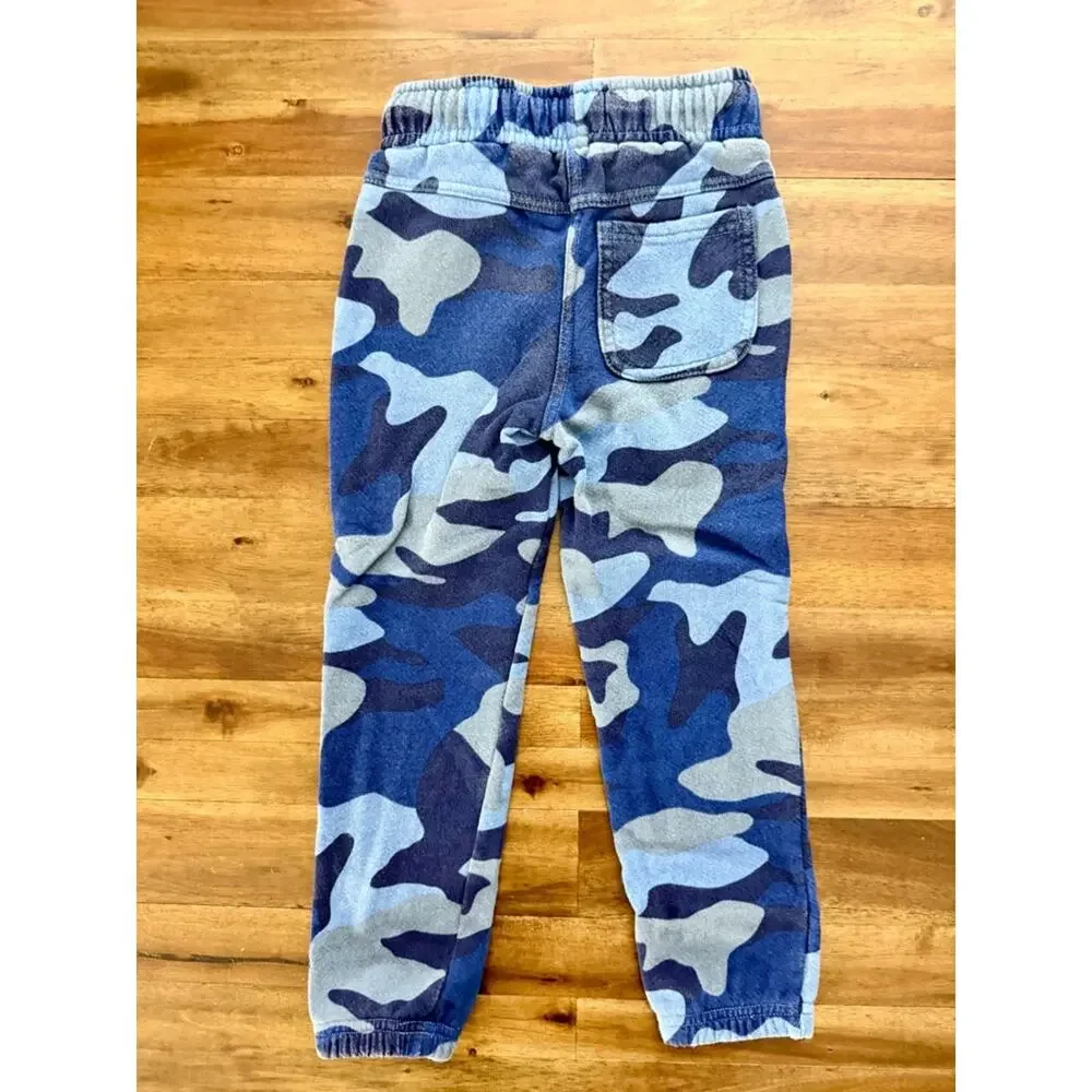 Mini Blue Boys Blue Grey Camouflage Kids Jogger Pants 4 Sweatpants Knit Cotton